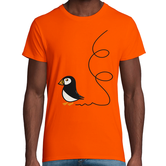 Orange Organic Puffin Adult T-Shirt UK | Hand-Drawn in Scotland