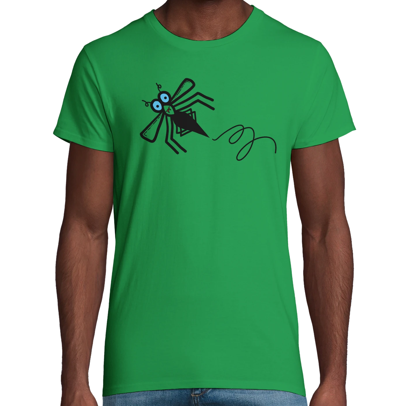 Green Organic Midgie Adult T-Shirt UK | Hand-Drawn in Scotland