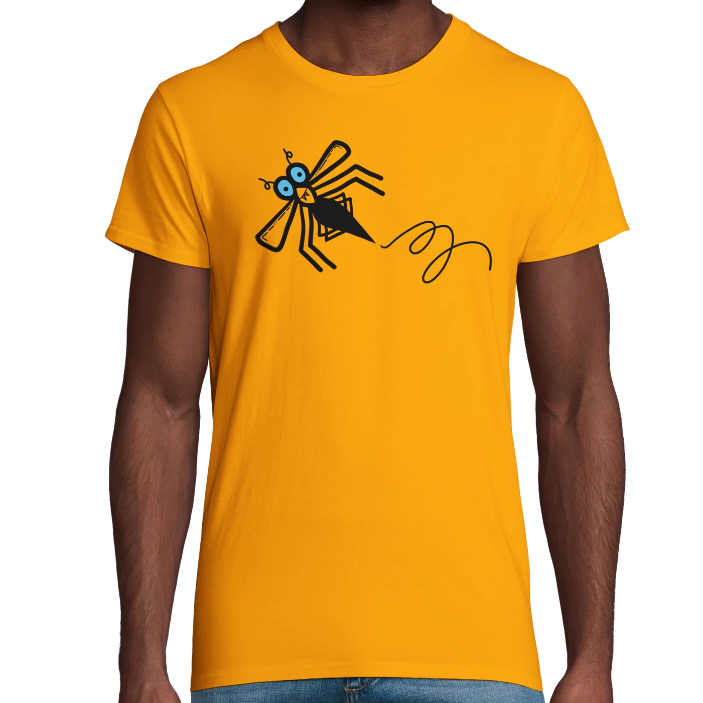 Yellow Organic Midgie Adult T-Shirt UK | Hand-Drawn in Scotland