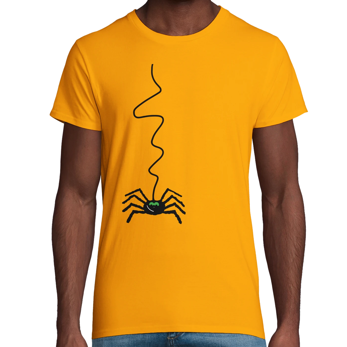 Yellow Organic Spider Adult T-Shirt UK | Hand-Drawn in Scotland