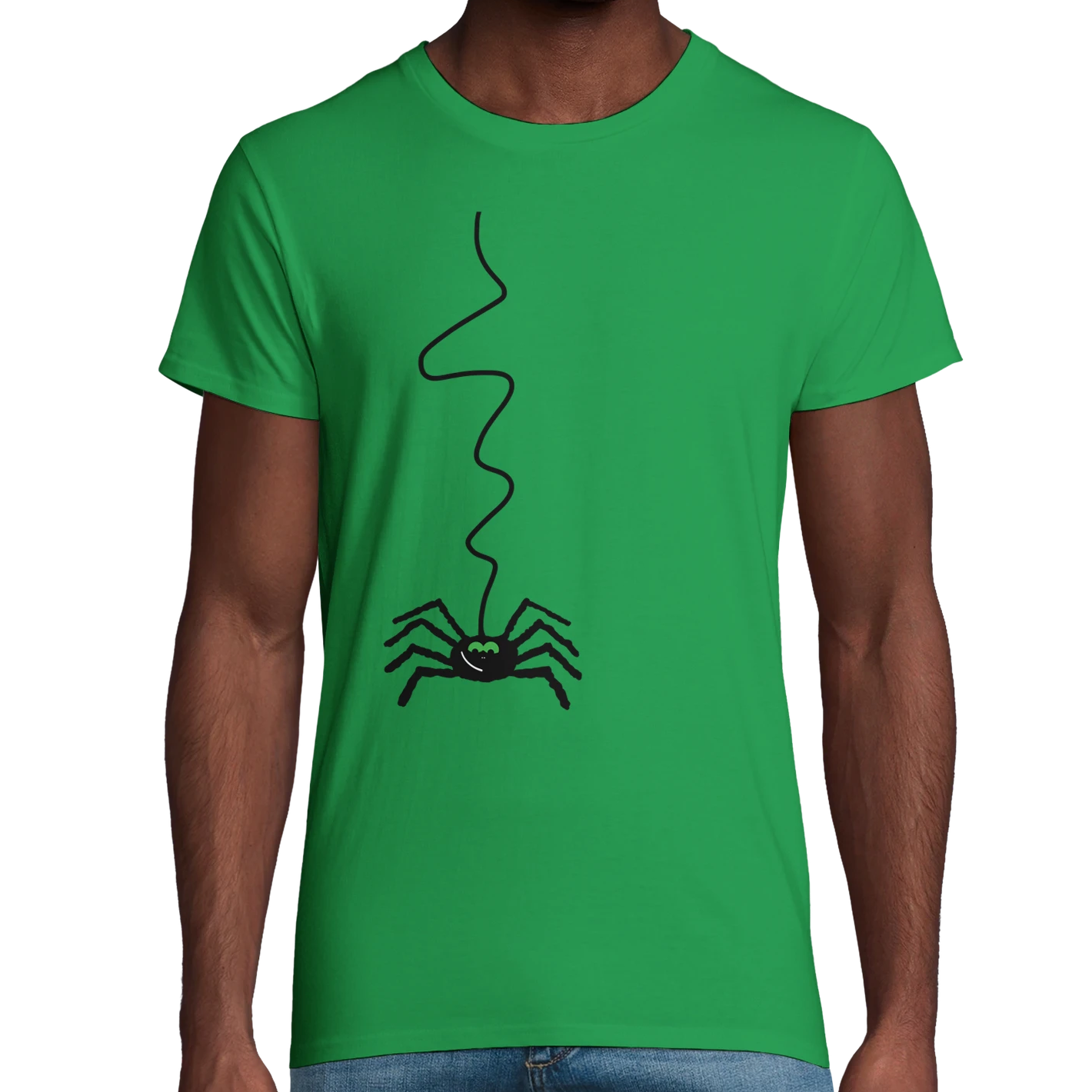 Green Organic Spider Adult T-Shirt UK | Hand-Drawn in Scotland
