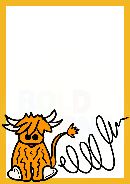 Highland Cow Art Print – Hand-drawn in Scotland