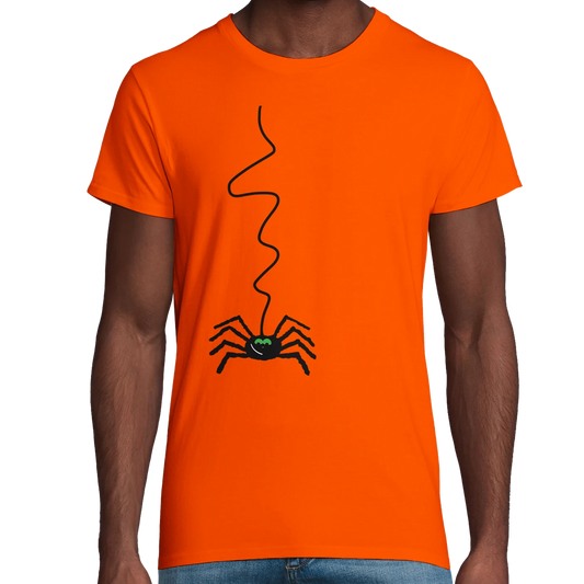 Adults organic cotton T-shirt, Juicy Orange, black line graphic - Bold Beasties collection