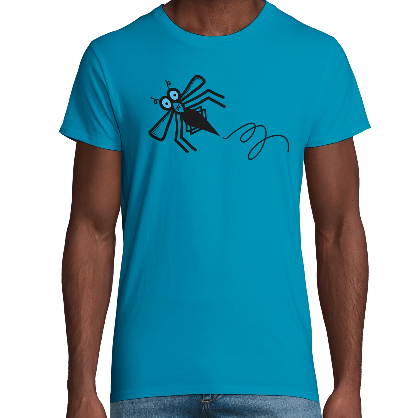 Blue Organic Midgie Adult T-Shirt UK | Hand-Drawn in Scotland