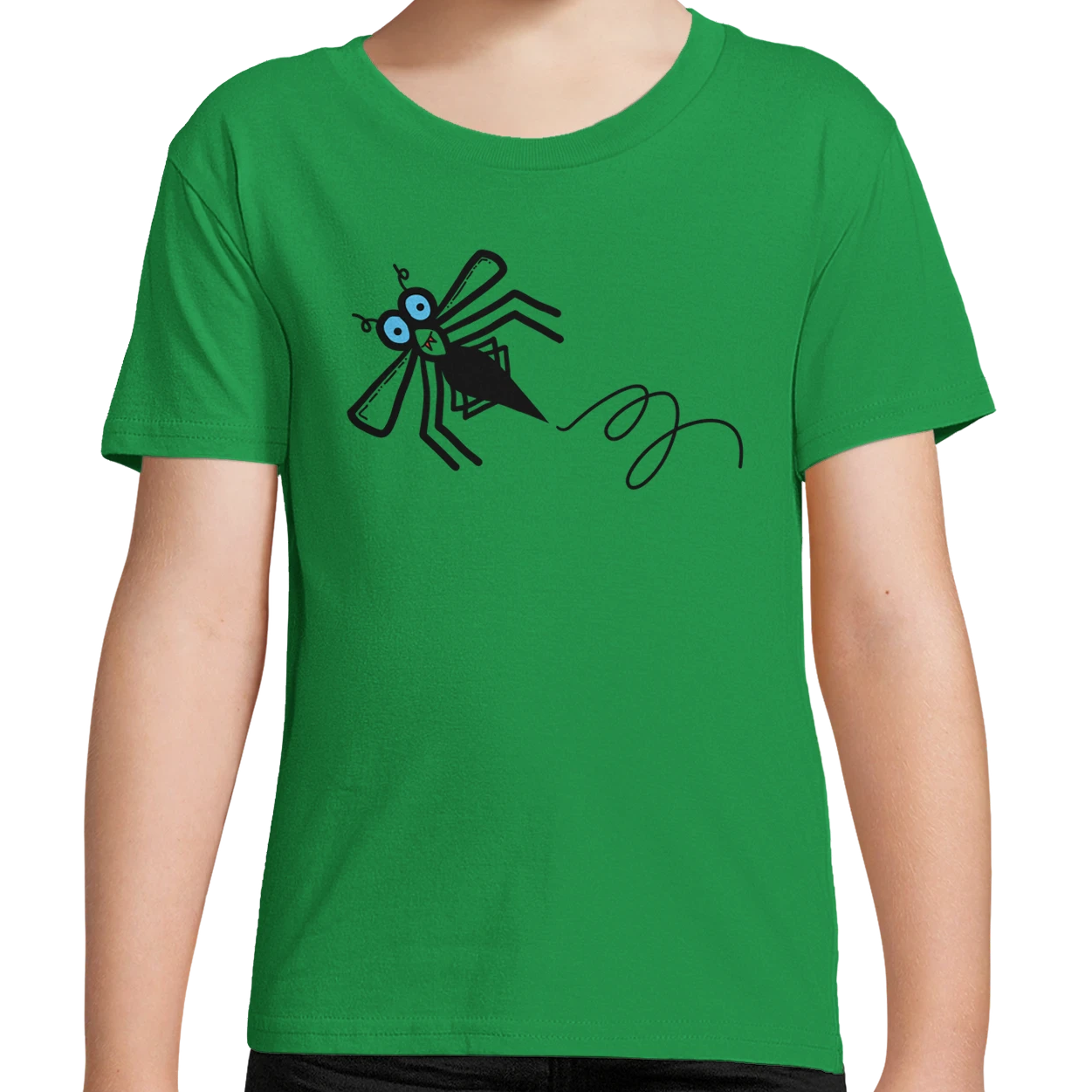 Green Organic Midgie Kids T-Shirt UK | Hand-drawn in Scotland