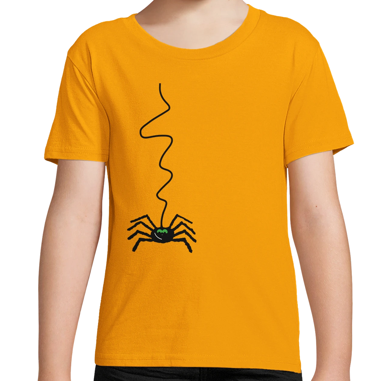 Yellow Organic Spider Kids T-Shirt UK | Hand-drawn in Scotland