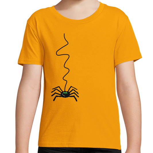 Yellow Organic Spider Kids T-Shirt UK | Hand-drawn in Scotland
