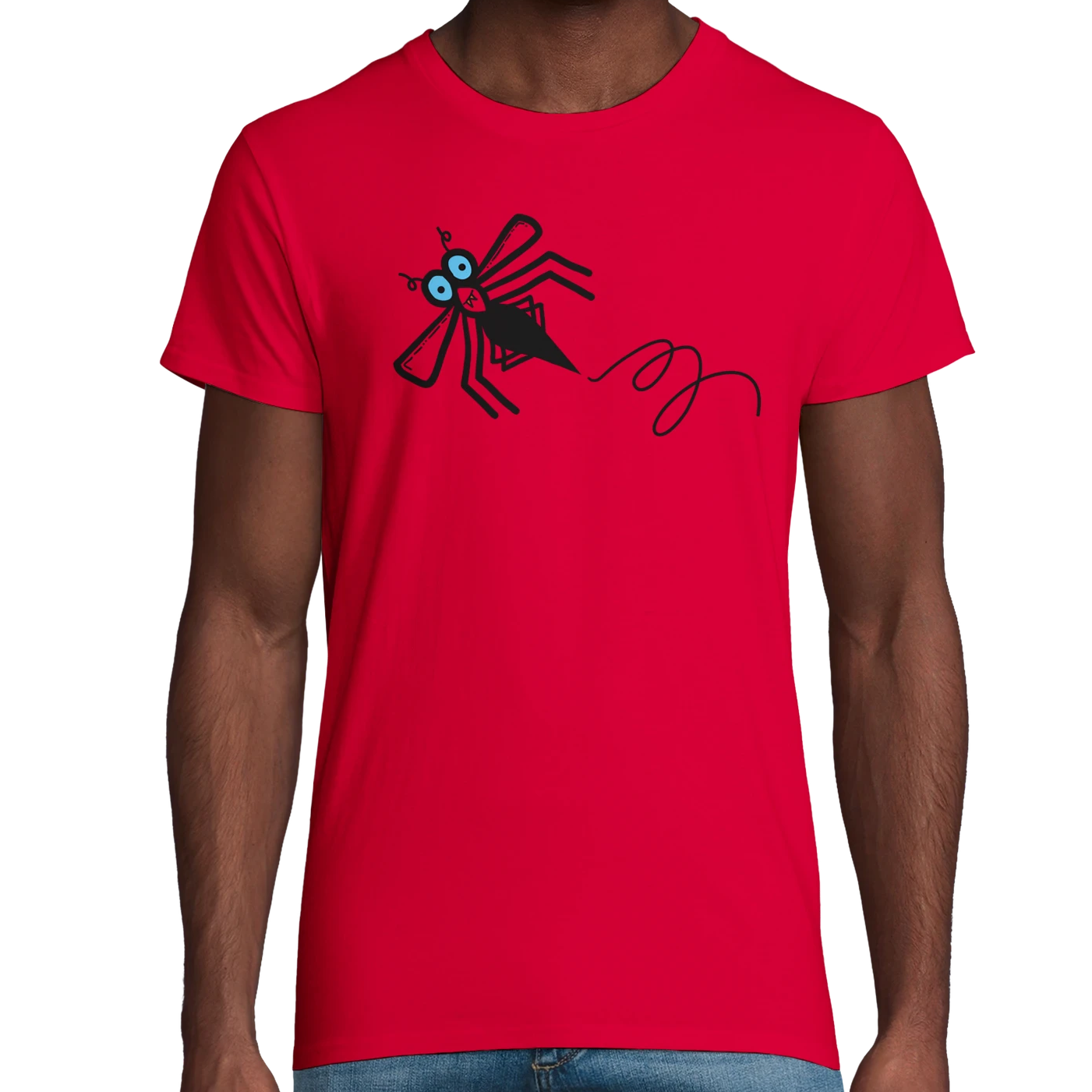 Red Organic Midgie Adult T-Shirt UK | Hand-Drawn in Scotland
